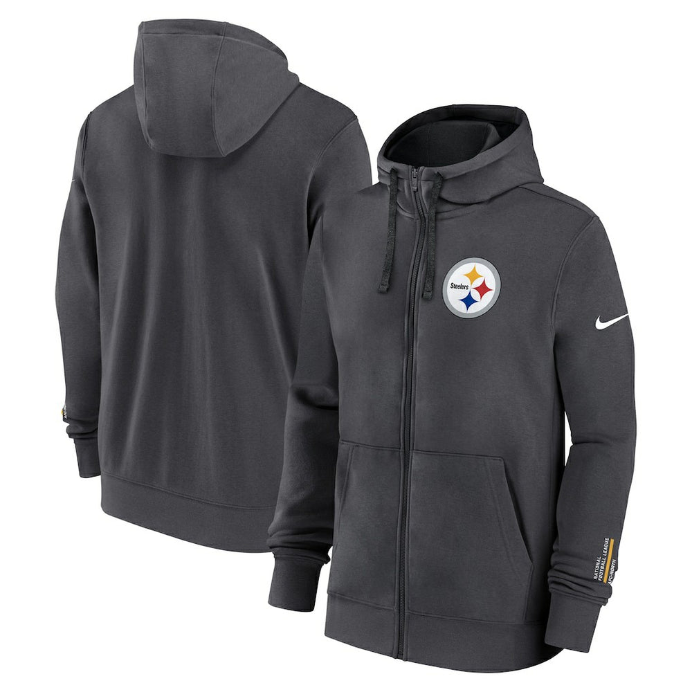 Pittsburgh Steelers Primetime Club Full-Zip Hoodie Anthracite