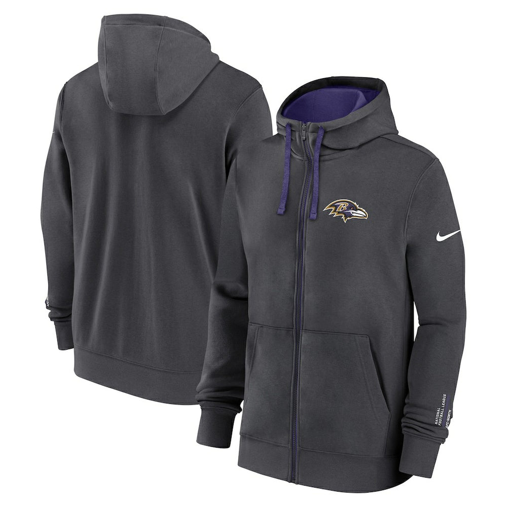 Baltimore Ravens Primetime Club Full-Zip Hoodie Anthracite