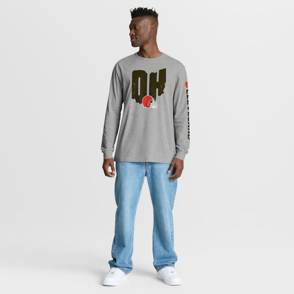 Cleveland Browns Hometown Sweep Legacy Long Sleeve T-Shirt Heather Gray