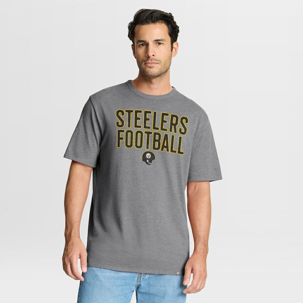 Pittsburgh Steelers First Down Tribute Tri-Blend T-Shirt Heather Gray