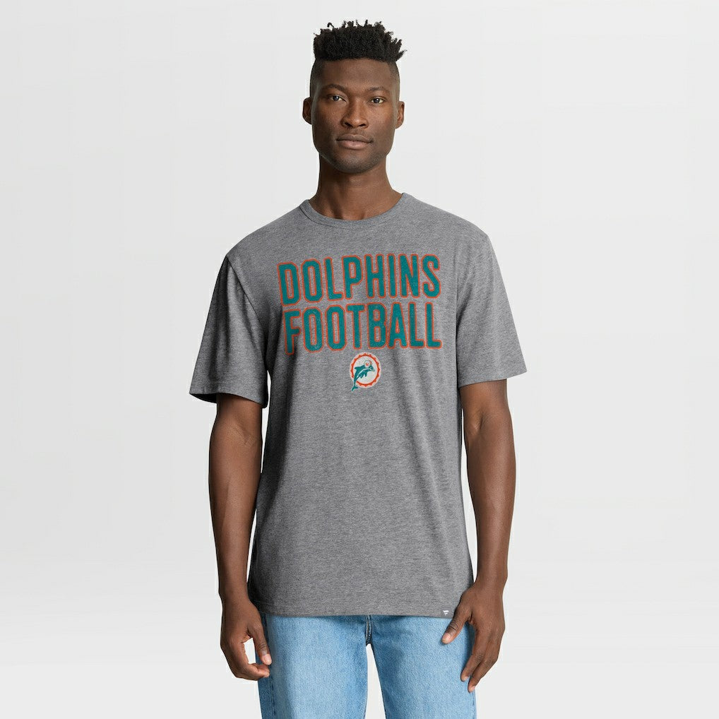 Miami Dolphins First Down Tribute Tri-Blend T-Shirt Heather Gray