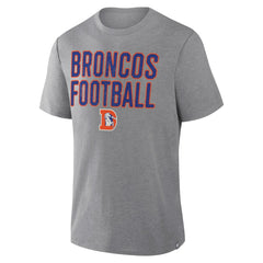 Denver Broncos First Down Tribute Tri-Blend T-Shirt Heather Gray