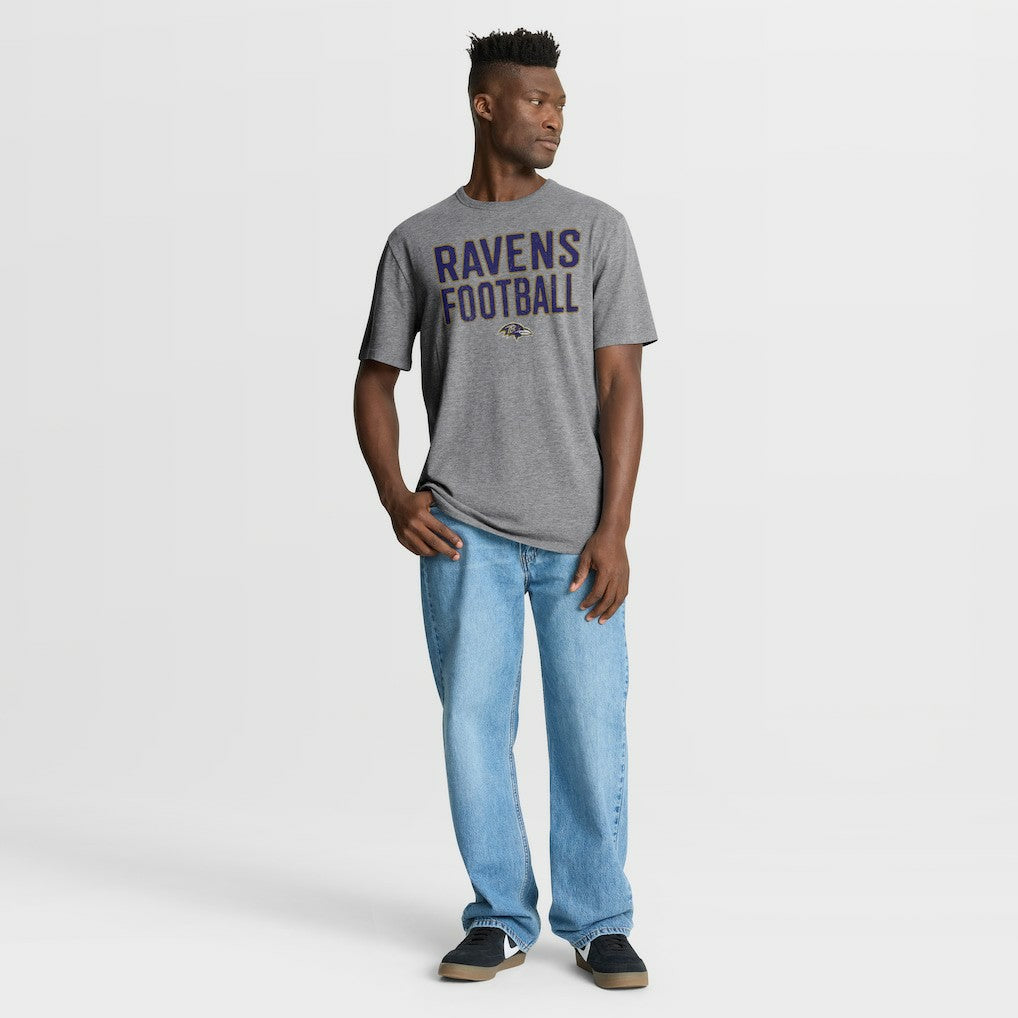 Baltimore Ravens First Down Tribute Tri-Blend T-Shirt Heather Gray