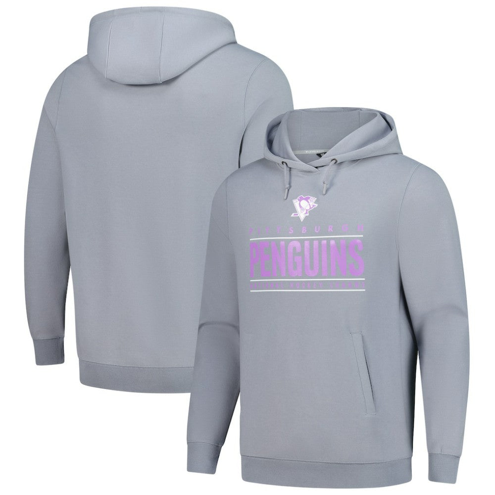 NHL Pittsburgh Penguins Levelwear Hockey Fights Cancer Pulsar Off Season Tri-Blend Pullover Hoodie - Gray