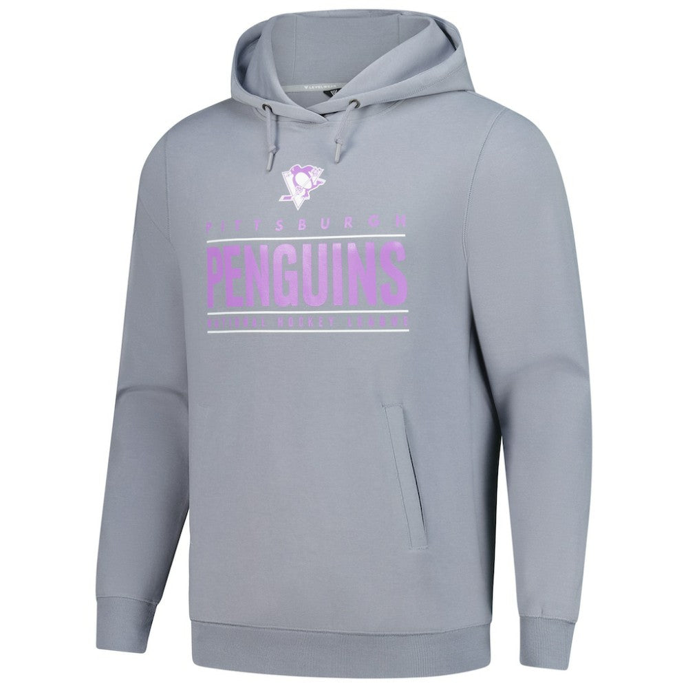 NHL Pittsburgh Penguins Levelwear Hockey Fights Cancer Pulsar Off Season Tri-Blend Pullover Hoodie - Gray
