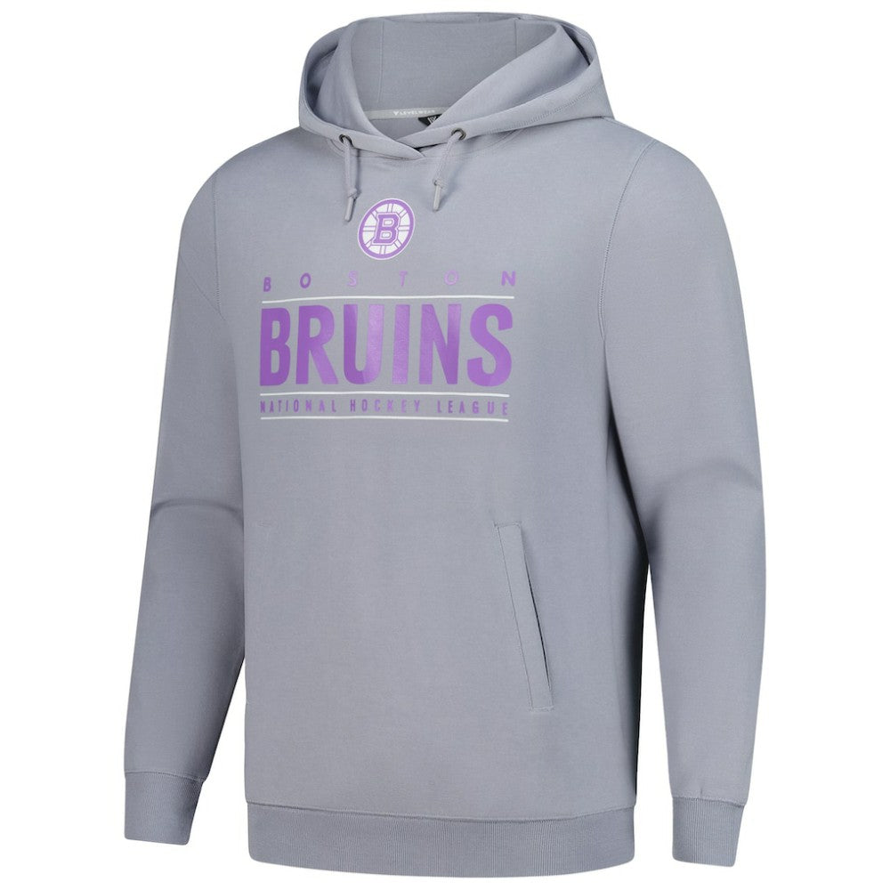 NHL Boston Bruins Levelwear Hockey Fights Cancer Pulsar Off Season Tri-Blend Pullover Hoodie - Gray