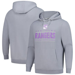 NHL New York Rangers Levelwear Hockey Fights Cancer Pulsar Off Season Tri-Blend Pullover Hoodie - Gray