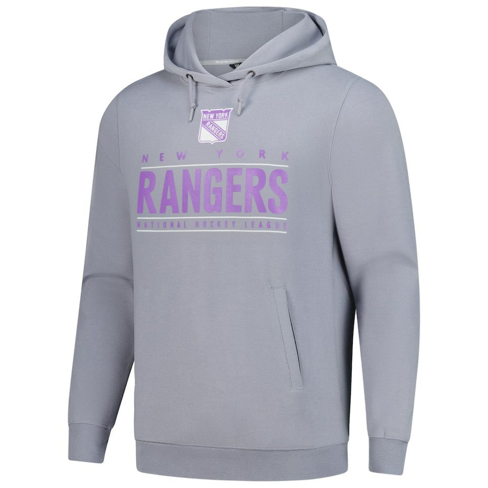 NHL New York Rangers Levelwear Hockey Fights Cancer Pulsar Off Season Tri-Blend Pullover Hoodie - Gray