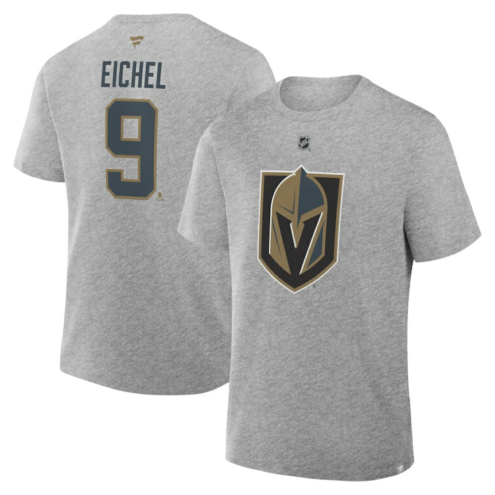 NHL Jack Eichel Vegas Golden Knights Fanatics Authentic Stack Name & Number T-Shirt - Heather Gray
