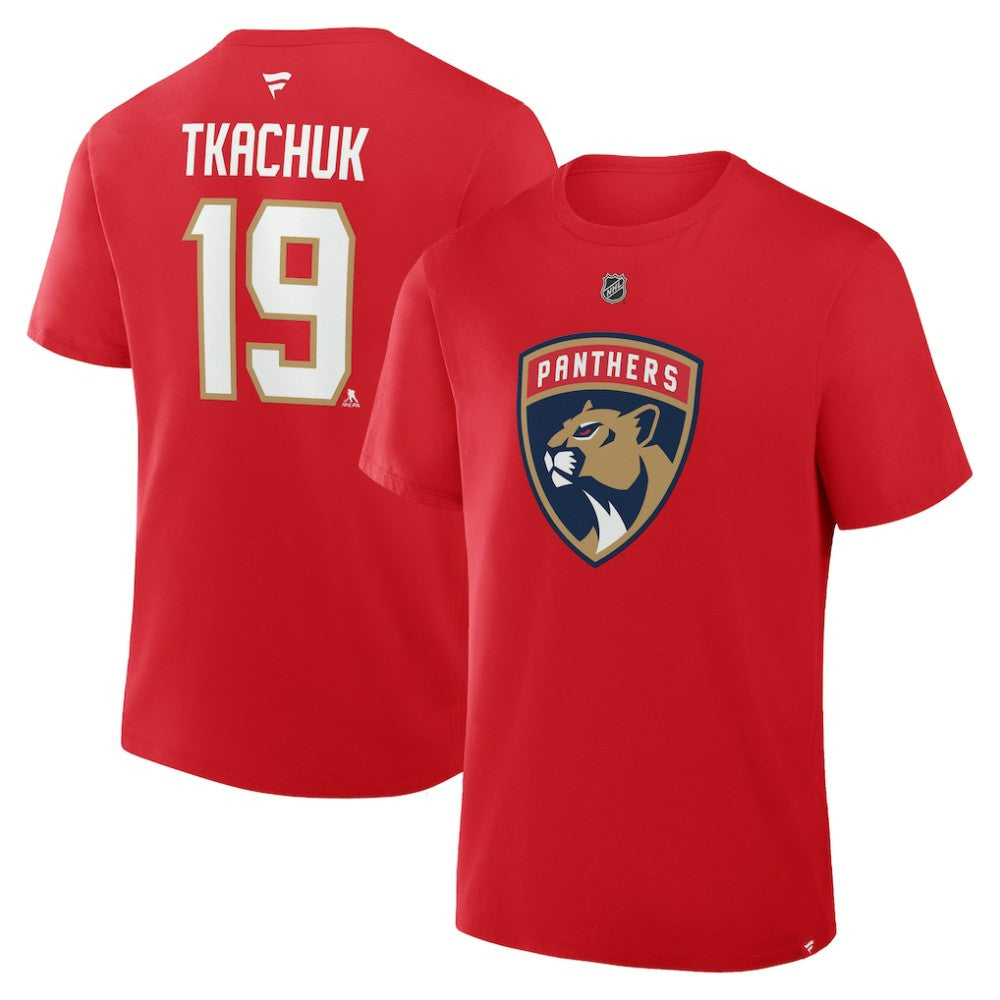 NHL Matthew Tkachuk Florida Panthers Fanatics Authentic Stack Name & Number T-Shirt - Red