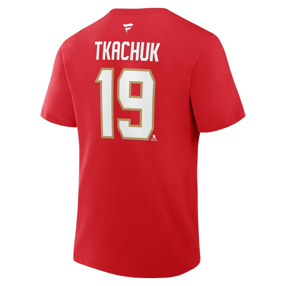 NHL Matthew Tkachuk Florida Panthers Fanatics Authentic Stack Name & Number T-Shirt - Red