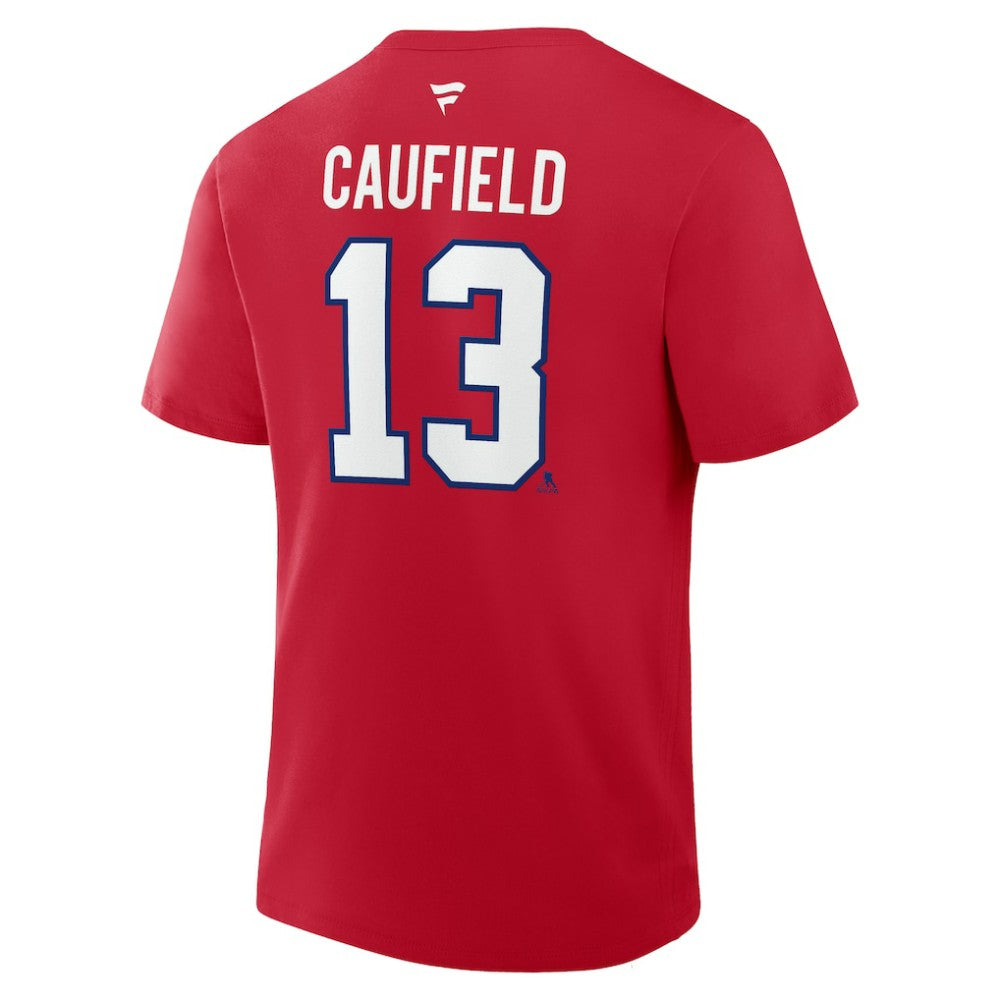 NHL Cole Caufield Montreal Canadiens Fanatics Authentic Stack Name & Number T-Shirt - Red