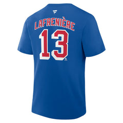 NHL Alexis Lafreniere New York Rangers Fanatics Authentic Stack Name & Number T-Shirt - Blue