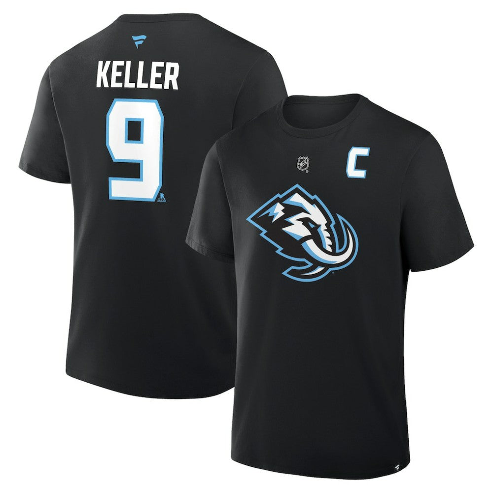 NHL Clayton Keller Utah Mammoth Fanatics Authentic Stack Name & Number T-Shirt - Black