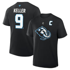 NHL Clayton Keller Utah Mammoth Fanatics Authentic Stack Name & Number T-Shirt - Black