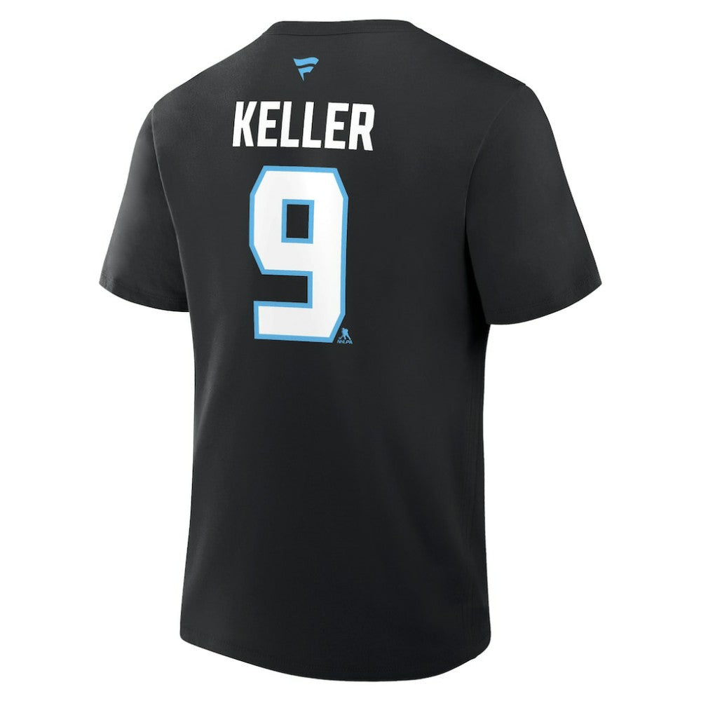 NHL Clayton Keller Utah Mammoth Fanatics Authentic Stack Name & Number T-Shirt - Black
