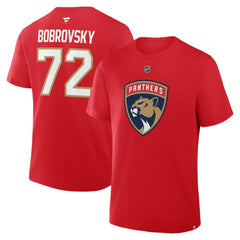 NHL Sergei Bobrovsky Florida Panthers Fanatics Authentic Stack Name & Number T-Shirt - Red
