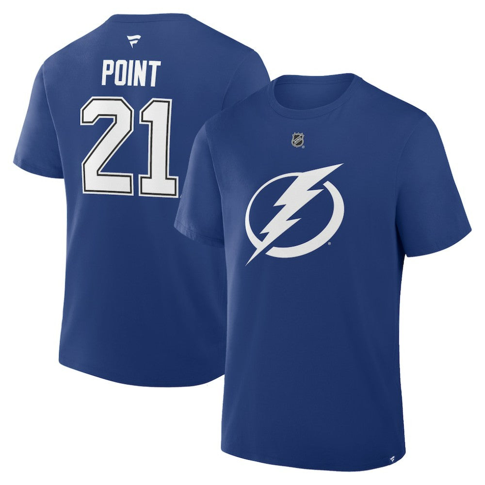 NHL Brayden Point Tampa Bay Lightning Fanatics Authentic Stack Name & Number T-Shirt - Blue