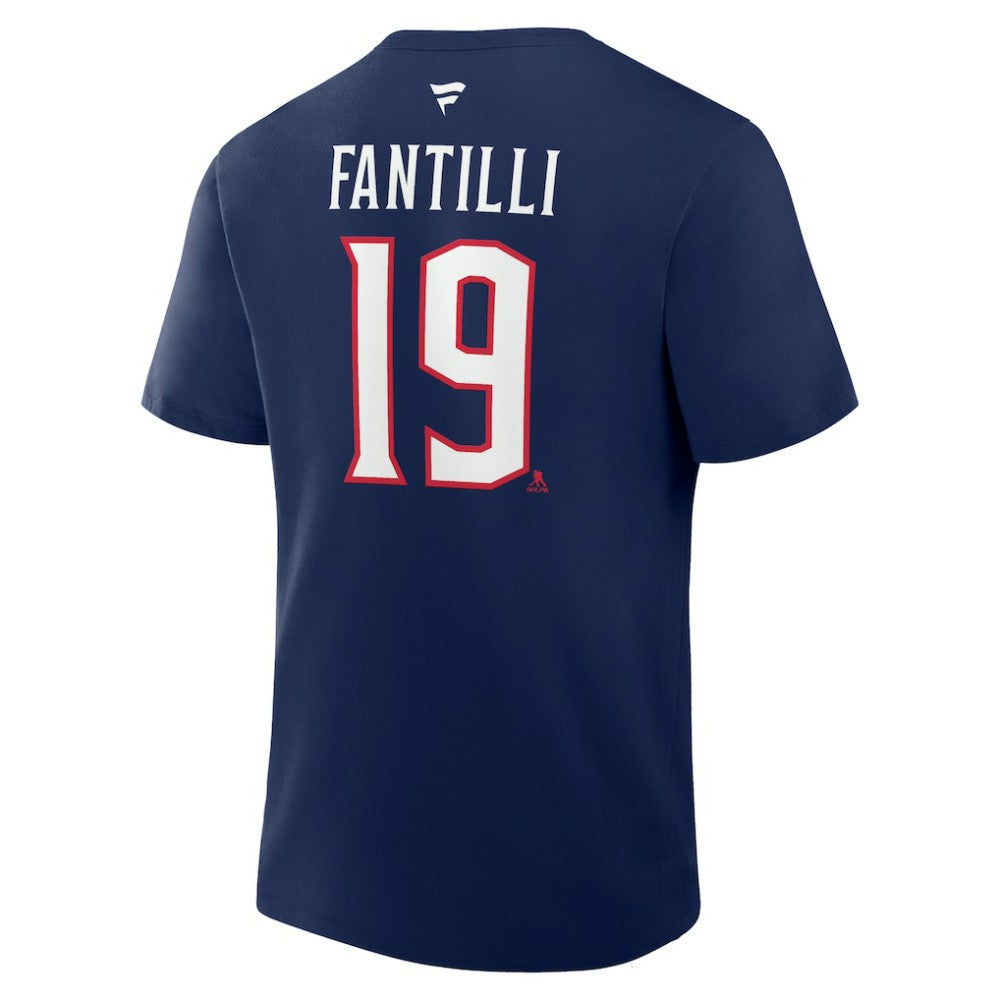NHL Adam Fantilli Columbus Blue Jackets Fanatics Authentic Stack Name & Number T-Shirt - Navy