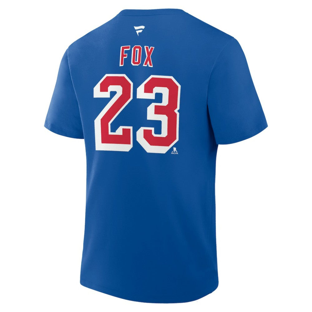 NHL Adam Fox New York Rangers Fanatics Authentic Stack Name & Number T-Shirt - Blue