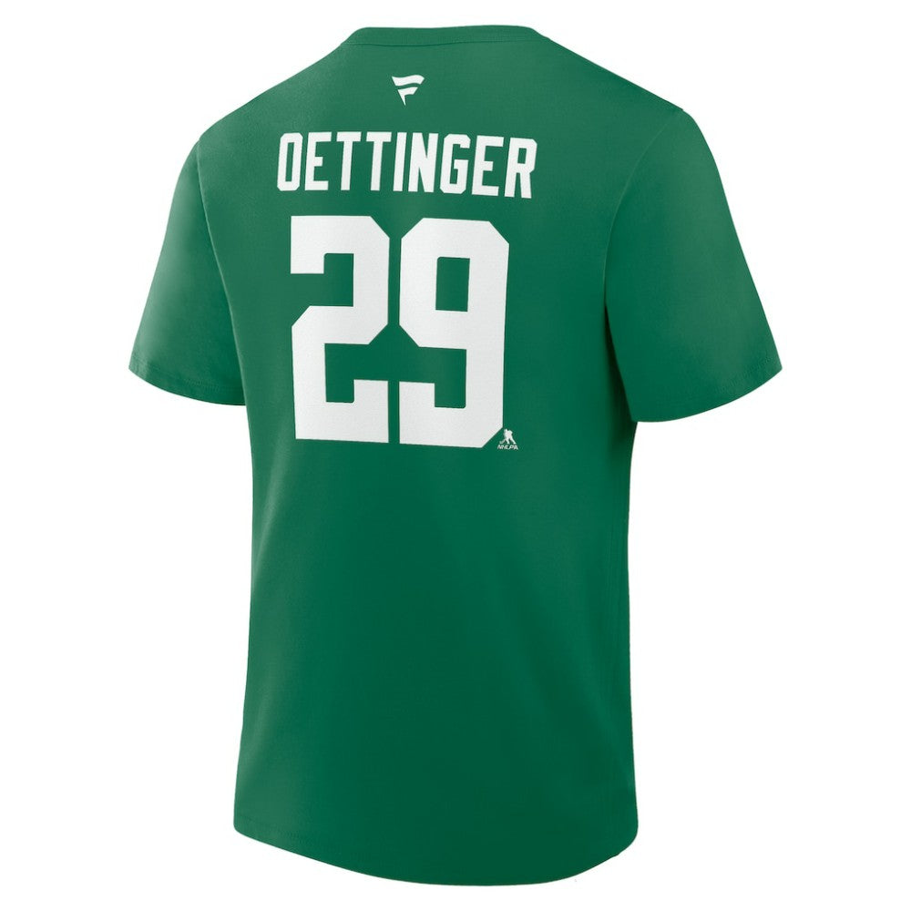 NHL Jake Oettinger Dallas Stars Fanatics Authentic Stack Name & Number T-Shirt - Kelly Green