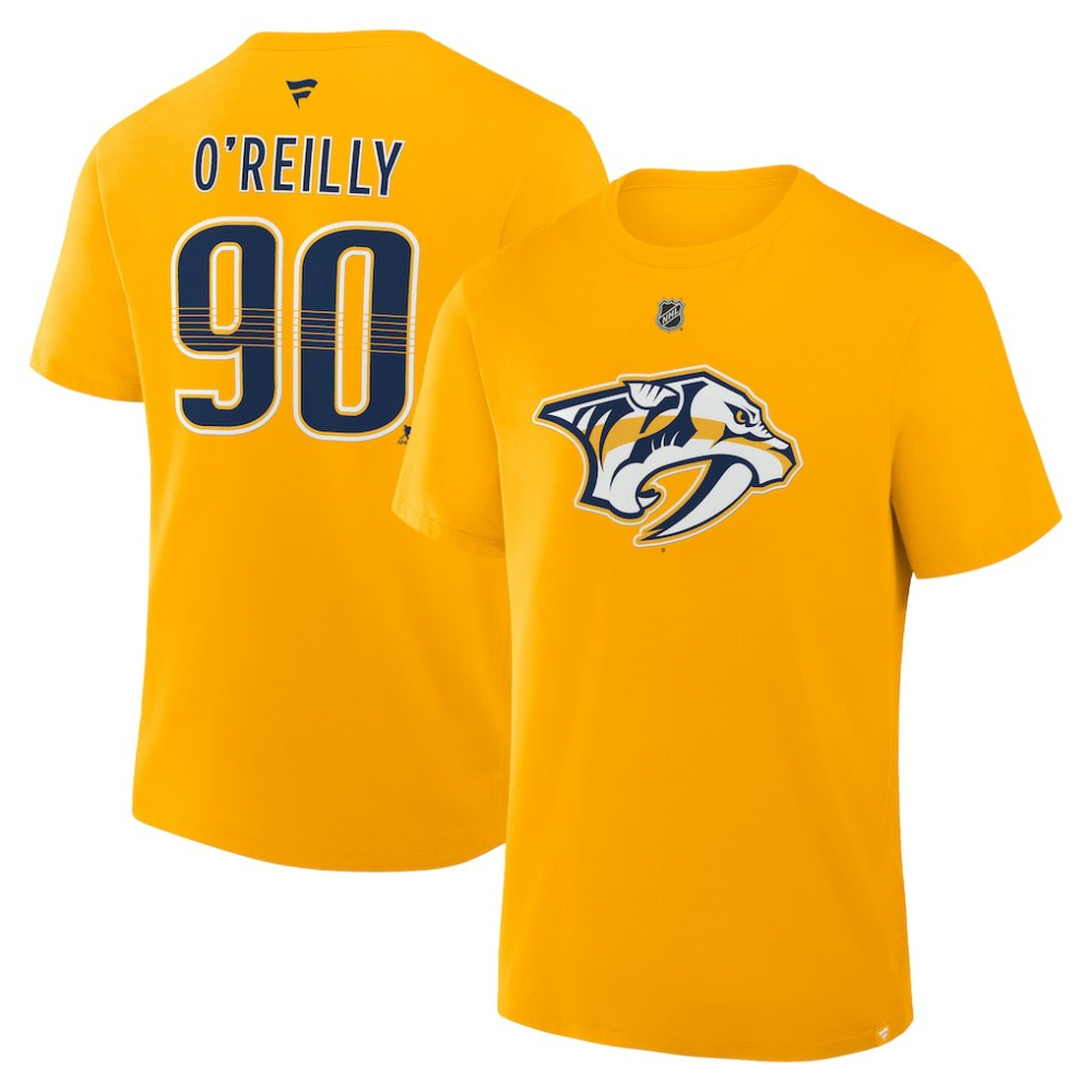 NHL Ryan O'Reilly Nashville Predators Fanatics Authentic Stack Name & Number T-Shirt - Gold