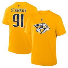 NHL Steven Stamkos Nashville Predators Fanatics Authentic Stack Name & Number T-Shirt - Gold