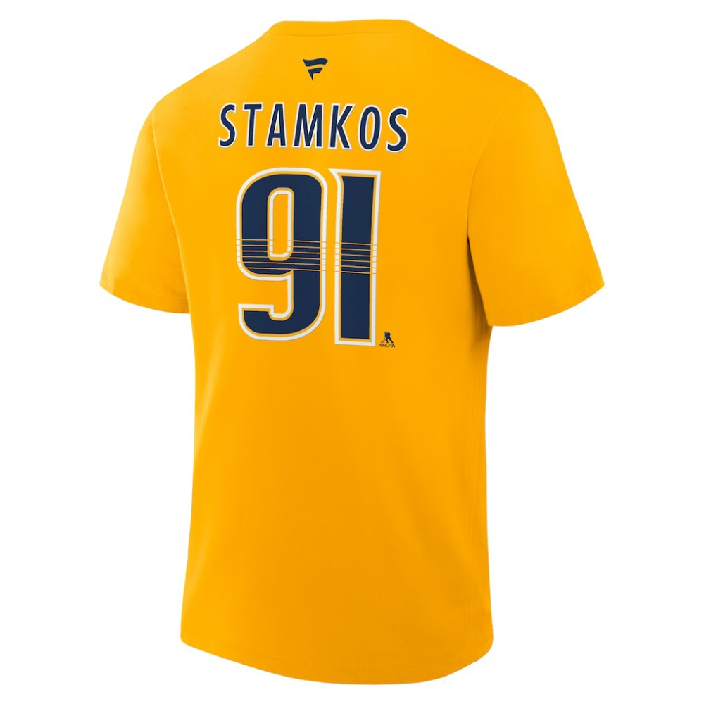 NHL Steven Stamkos Nashville Predators Fanatics Authentic Stack Name & Number T-Shirt - Gold