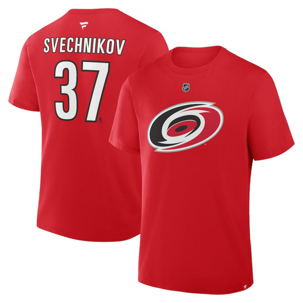 NHL Andrei Svechnikov Carolina Hurricanes Fanatics Authentic Stack Name & Number T-Shirt - Red