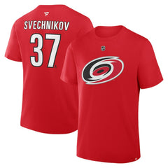 NHL Andrei Svechnikov Carolina Hurricanes Fanatics Authentic Stack Name & Number T-Shirt - Red