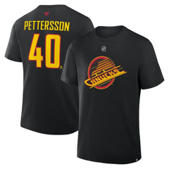 NHL Elias Pettersson Vancouver Canucks Fanatics Authentic Stack Name & Number T-Shirt - Black