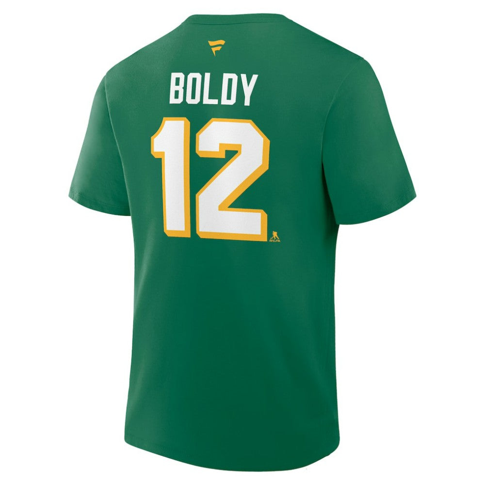 NHL Matthew Boldy Minnesota Wild Fanatics Authentic Stack Name & Number T-Shirt - Kelly Green