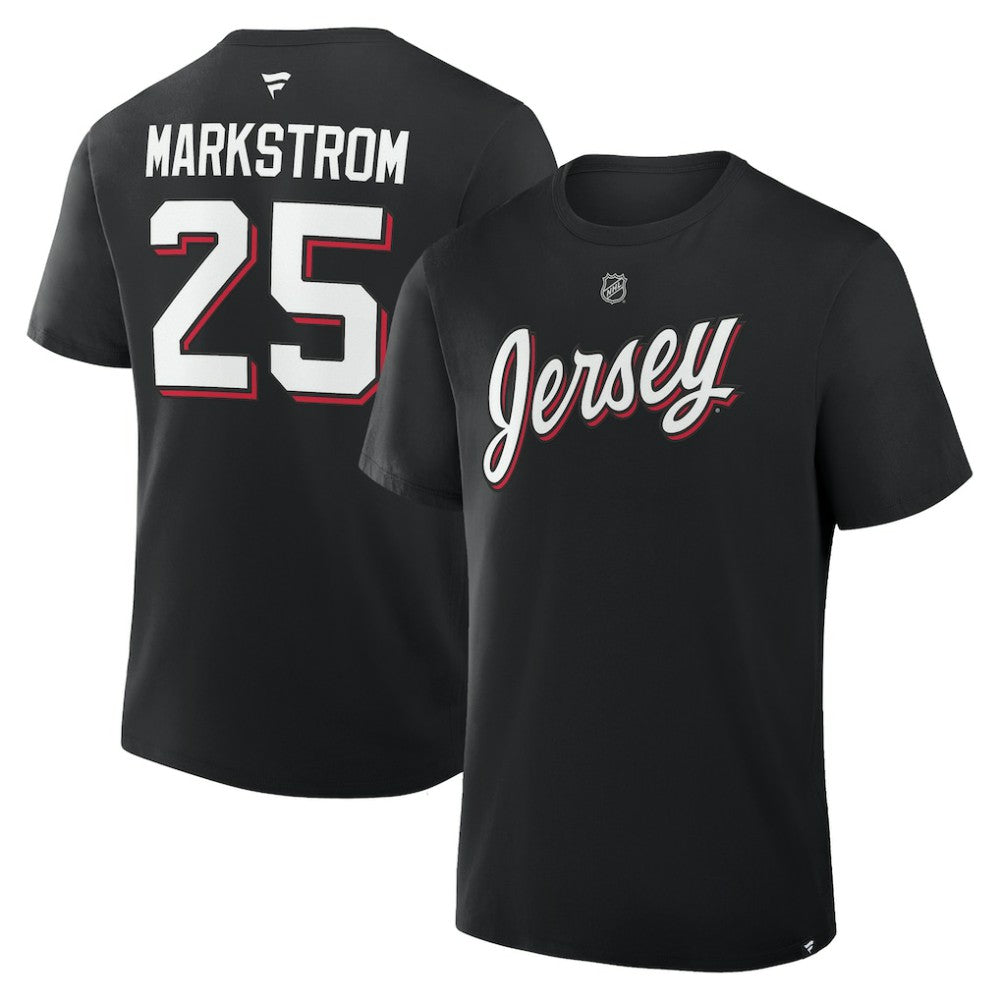 NHL Jacob Markstrom New Jersey Devils Fanatics Authentic Stack Name & Number T-Shirt - Black
