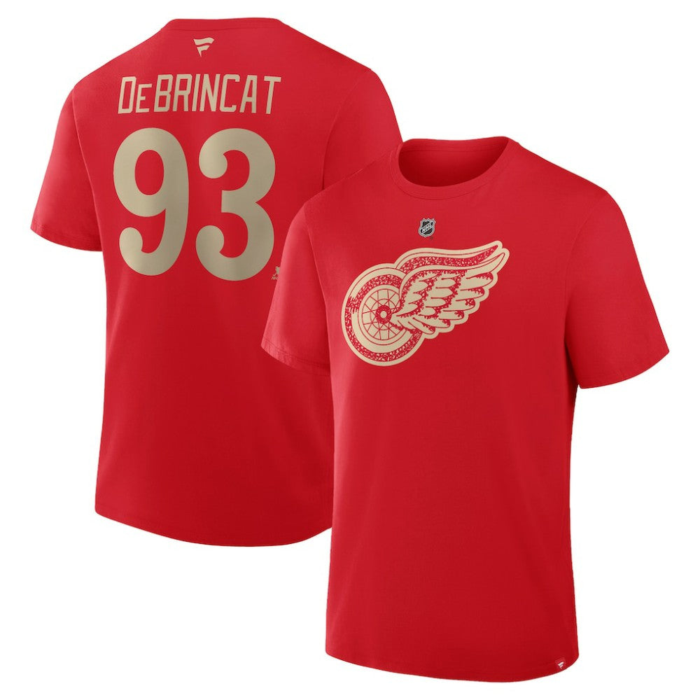 NHL Alex DeBrincat Detroit Red Wings Fanatics Authentic Stack Name & Number T-Shirt - Red