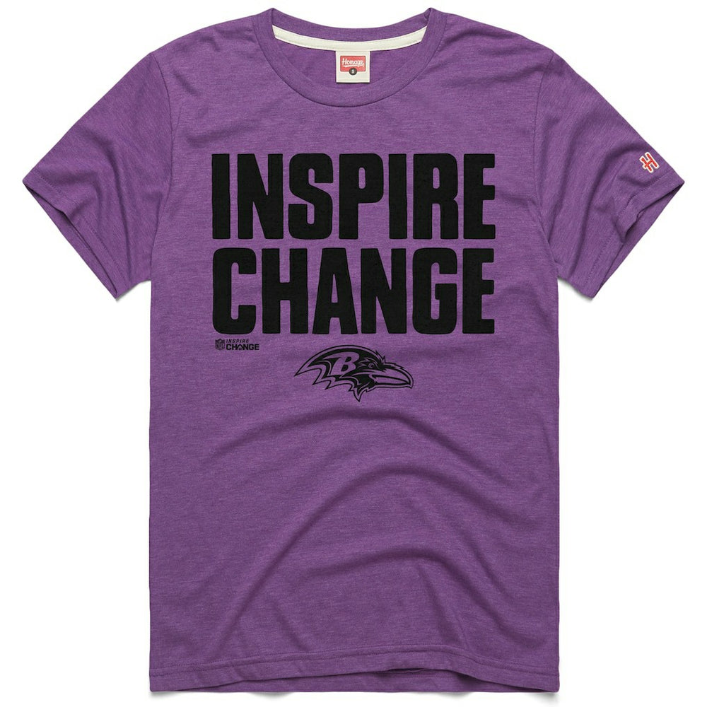 Baltimore Ravens Homage Unisex 2024 Inspire Change Tri-Blend T-Shirt Purple