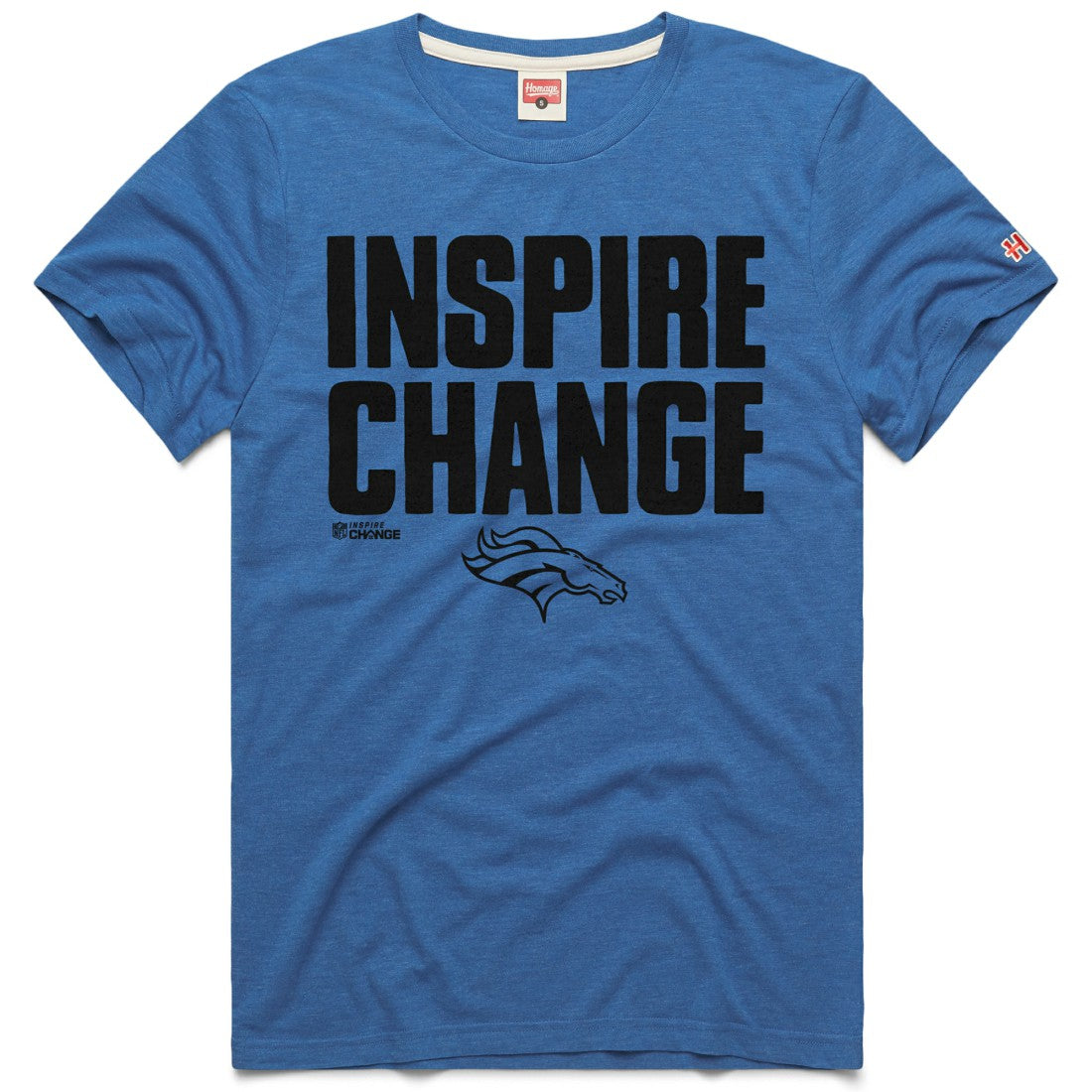 Denver Broncos Homage Unisex 2024 Inspire Change Tri-Blend T-Shirt Blue