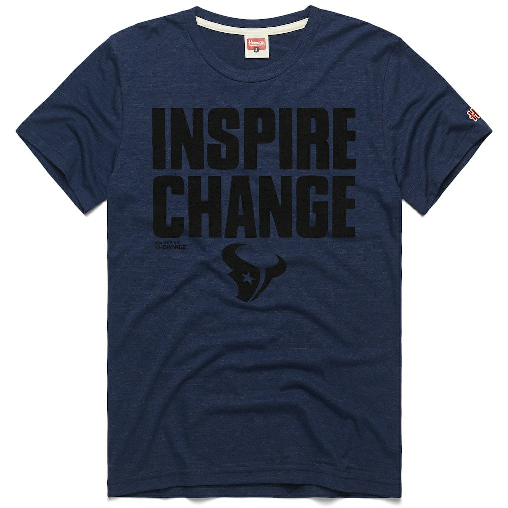 Houston Texans Homage Unisex 2024 Inspire Change Tri-Blend T-Shirt Navy