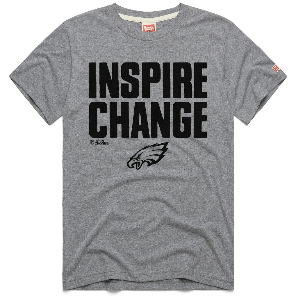 Philadelphia Eagles Homage Unisex 2024 Inspire Change Tri-Blend T-Shirt Gray