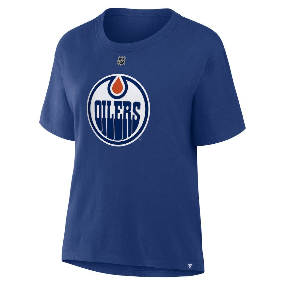 NHL Leon Draisaitl Edmonton Oilers Fanatics Women's Authentic Stack Name & Number T-Shirt - Royal