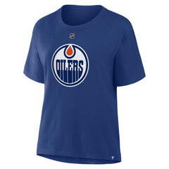 NHL Leon Draisaitl Edmonton Oilers Fanatics Women's Authentic Stack Name & Number T-Shirt - Royal