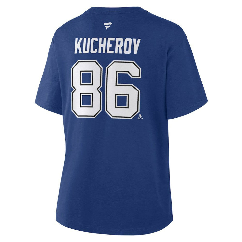 NHL Nikita Kucherov Tampa Bay Lightning Fanatics Women's Authentic Stack Name & Number T-Shirt - Blue