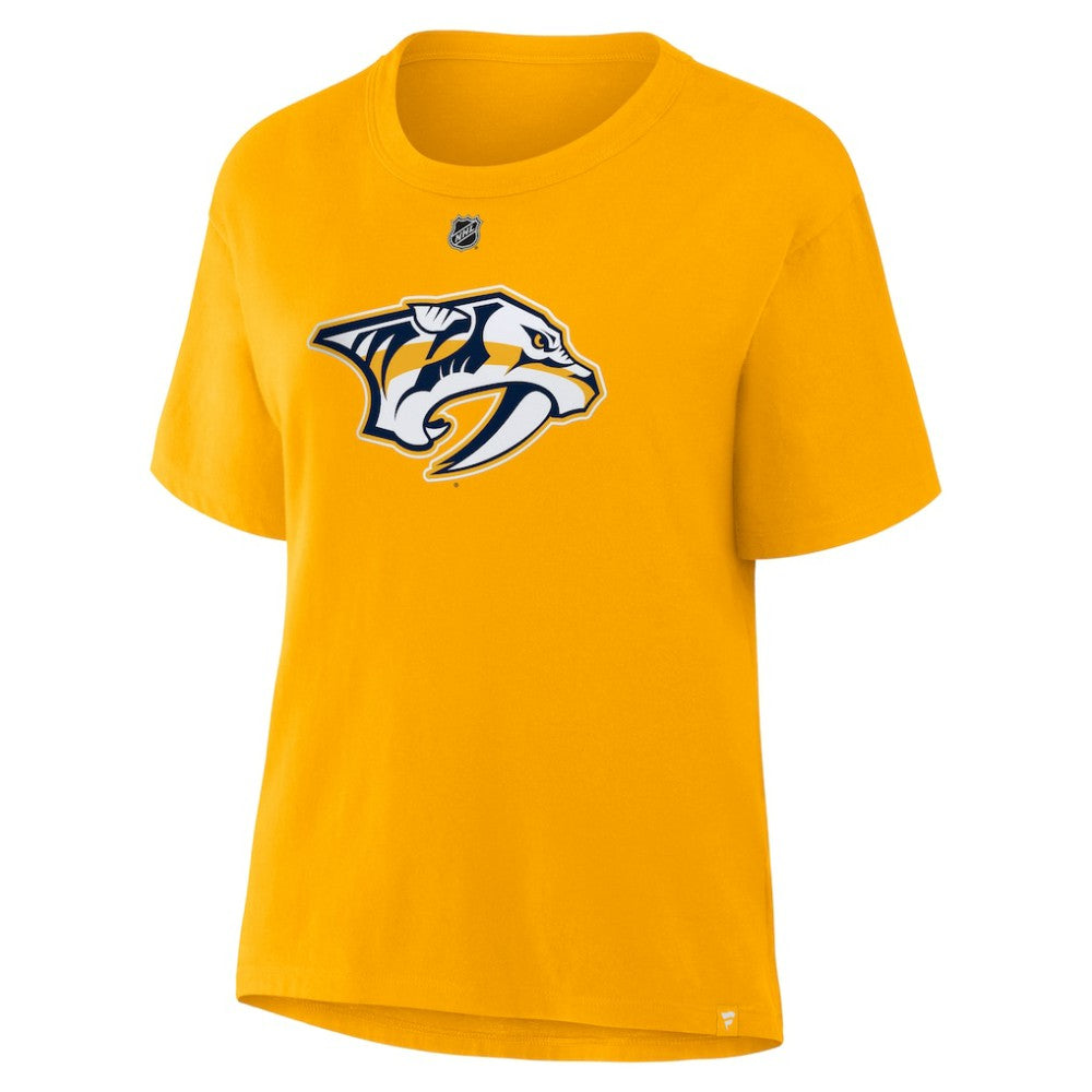NHL Filip Forsberg Nashville Predators Fanatics Women's Authentic Stack Name & Number T-Shirt - Gold