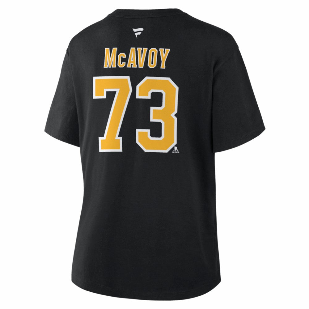 NHL Charlie McAvoy Boston Bruins Fanatics Women's Authentic Stack Name & Number T-Shirt - Black