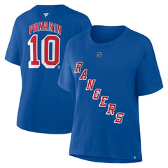 NHL Artemi Panarin New York Rangers Fanatics Women's Authentic Stack Name & Number T-Shirt - Blue