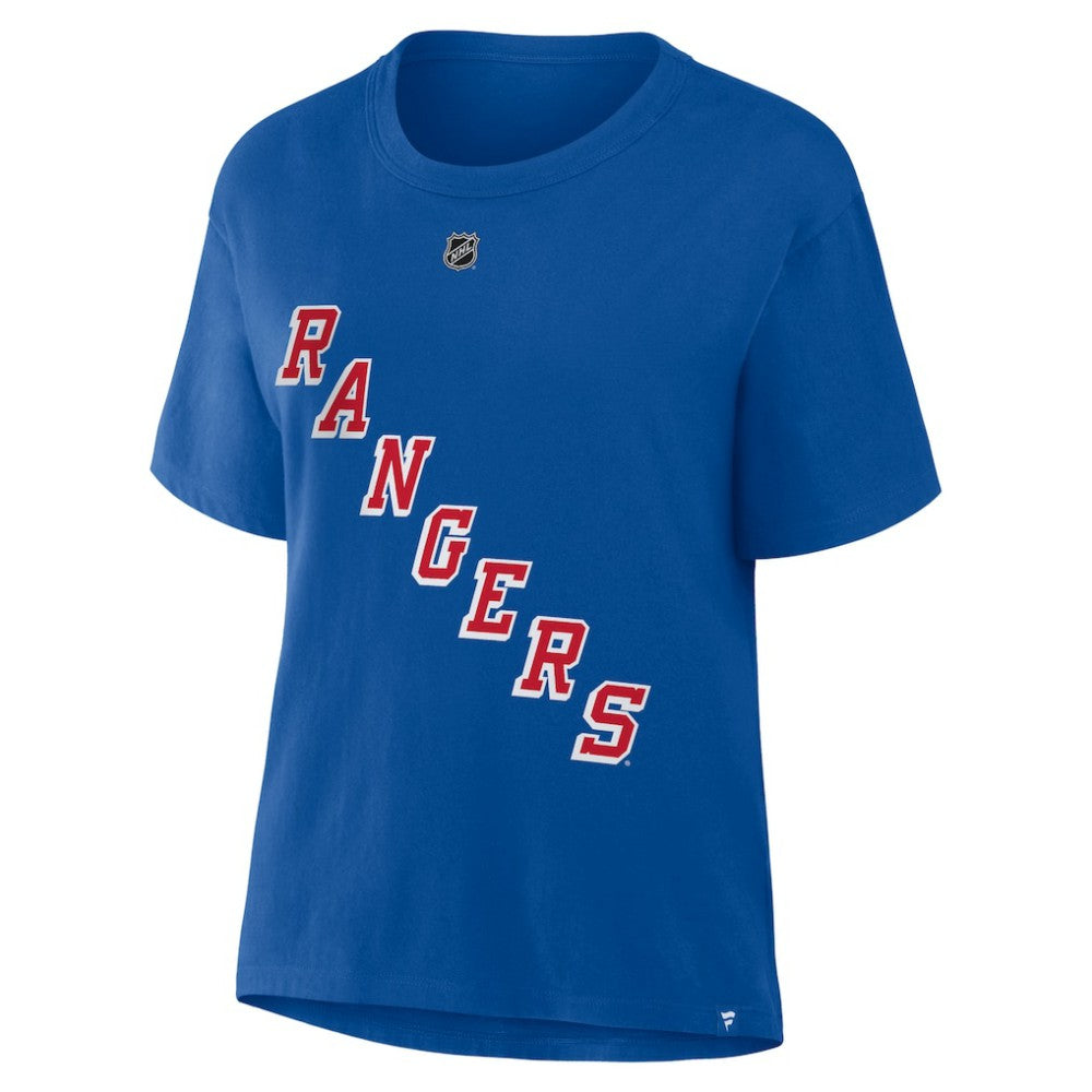 NHL Artemi Panarin New York Rangers Fanatics Women's Authentic Stack Name & Number T-Shirt - Blue