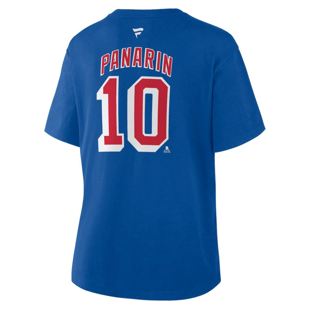 NHL Artemi Panarin New York Rangers Fanatics Women's Authentic Stack Name & Number T-Shirt - Blue