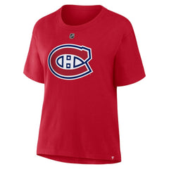 NHL Cole Caufield Montreal Canadiens Fanatics Women's Authentic Stack Name & Number T-Shirt - Red