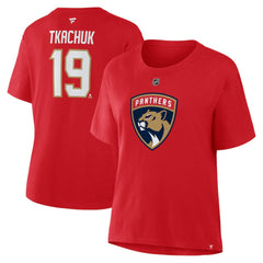 NHL Matthew Tkachuk Florida Panthers Fanatics Women's Authentic Stack Name & Number T-Shirt - Red