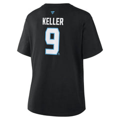 NHL Clayton Keller Utah Mammoth Fanatics Women's Authentic Stack Name & Number T-Shirt - Black