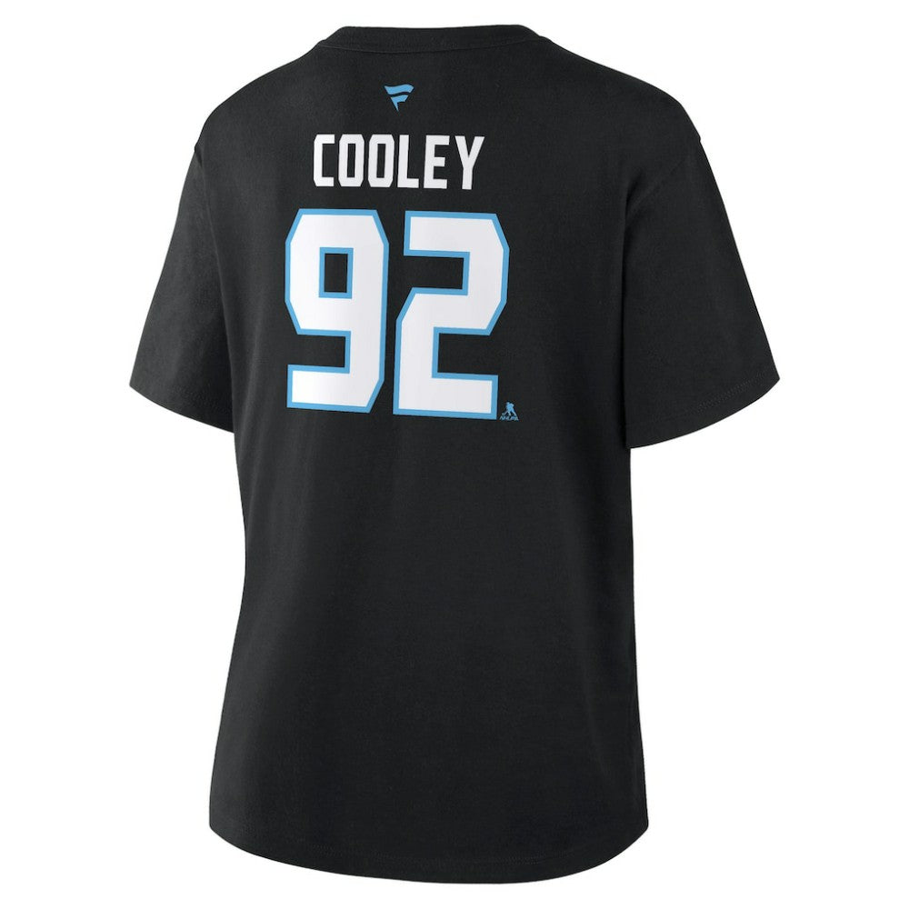 NHL Logan Cooley Utah Mammoth Fanatics Women's Authentic Stack Name & Number T-Shirt - Black